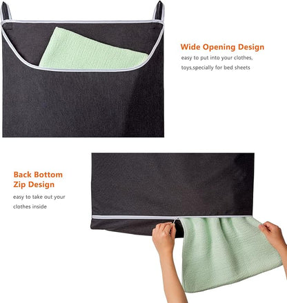 SAVERHO Black Hanging Laundry Hamper Bag, XL Door Hanging Hamper - Image 3