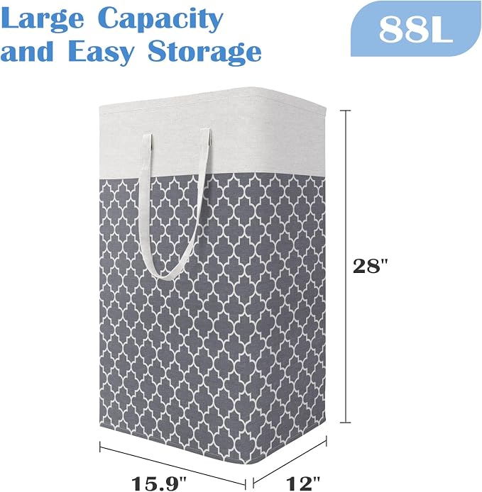 BlissTotes 3-Pack Laundry Basket, Freestanding＆Waterproof Laundry Hamper - Image 2
