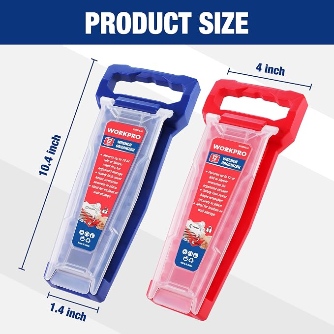 WORKPRO 2-Piece Wrench Organizer, 24-Slot Plastic Holder Set - Image 2