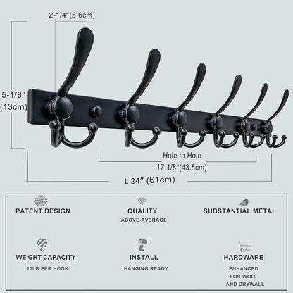 Dseap Coat Rack Wall Mount 2.0 Pro: 24” Long, 3X Tougher, Heavy Duty Stainless - Image 3