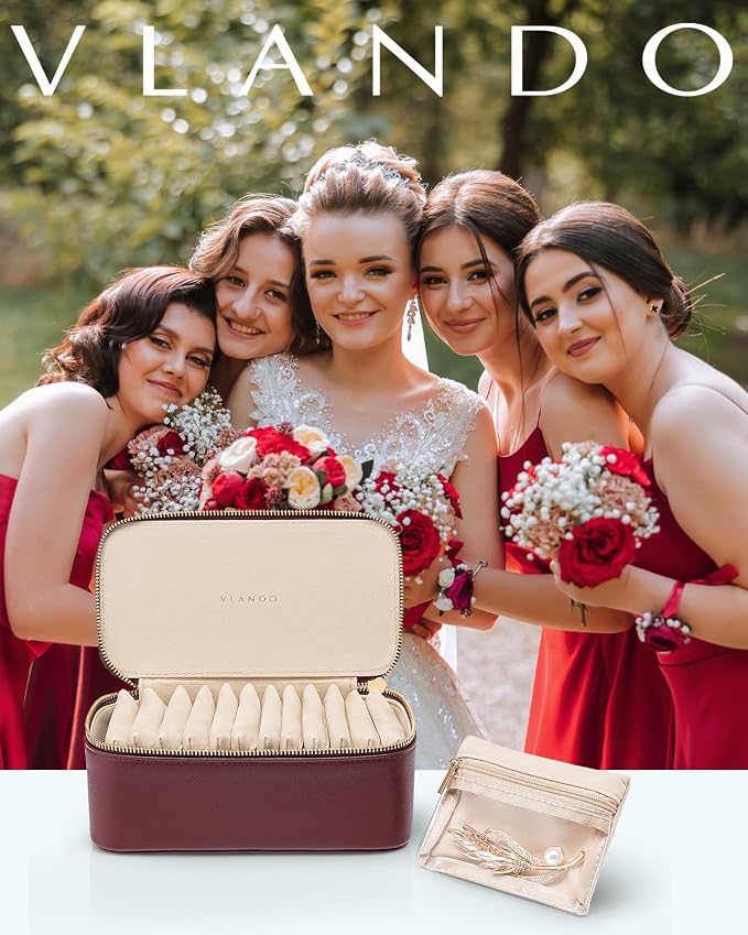 Vlando Jewelry Box with 12 Velvet Jewelry Bags Travel Jewelry Case - Image 7