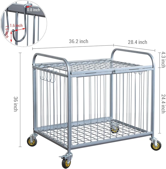 MyGift Large Capacity Metal Rolling Multi Sports Ball Cage Storage Hopper - Image 5