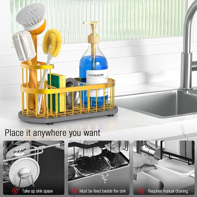 Kitchen Sink Organizer with Sponge Holder & Brush Holder - Image 3