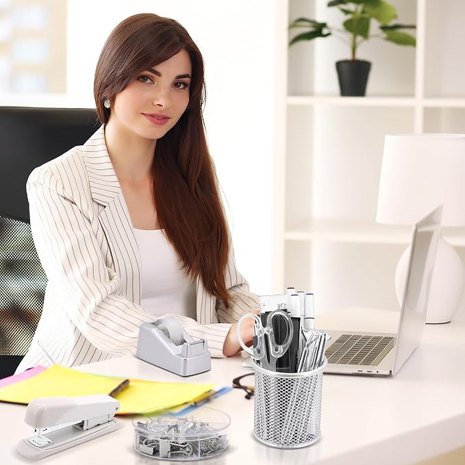 17 in1 Silvery Desk Organizers and Accessories Set, 3 Office Desk Supplies - Image 8