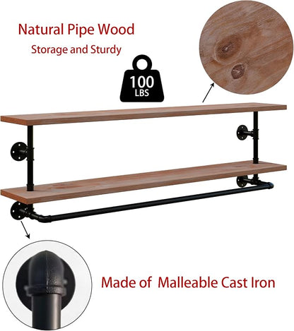 Clothes Rack 60in, 2-Tier Wall Mounted Garment Rack - Image 3
