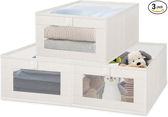 Linen Bins 3 Pack, Foldable Storage Organizer by Unknown