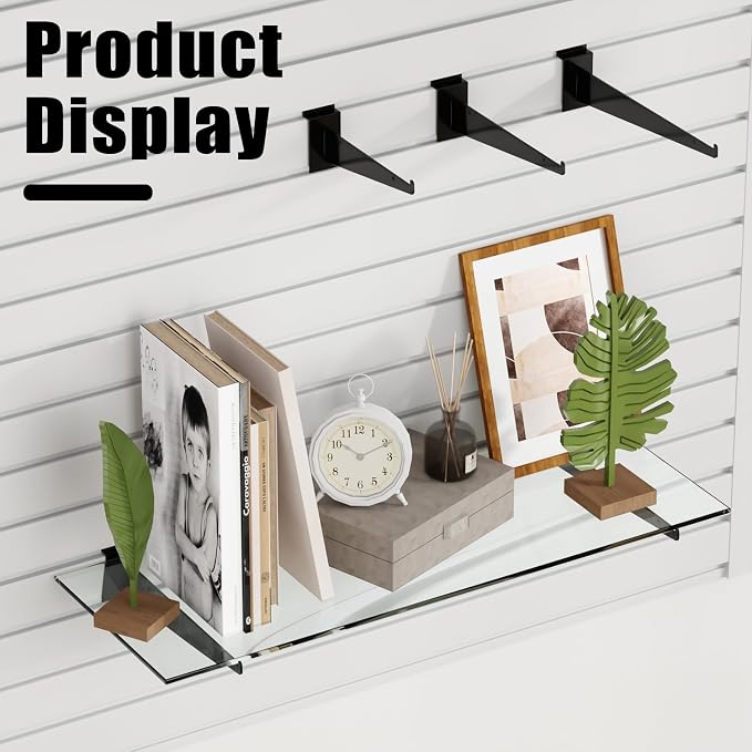 12" Black Slat Wall Shelf Brackets, Floating Metal Slat Wall Accessories - Image 7