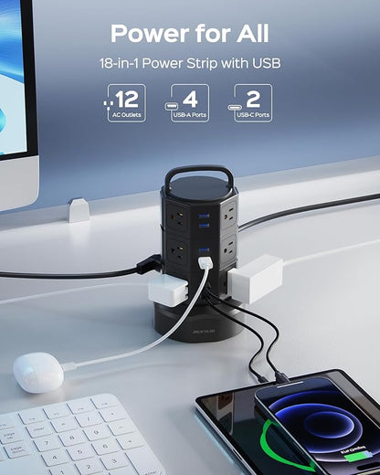 Power Strip Tower Surge Protector, JACKYLED 1625W 13A Outlet Surge Electric - Image 2