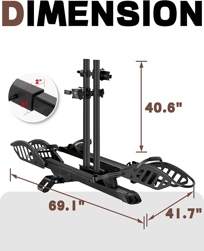 Hitch 2-Bike Rack, 200 lbs Capacity E-Bike Carrier Platform Mount - Image 9