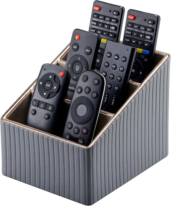 KINGFOM 3 Slot PU Leather Remote Controller Holder, Home Sundries Storage Box by KingfomLeatherHomeOfficeDecor