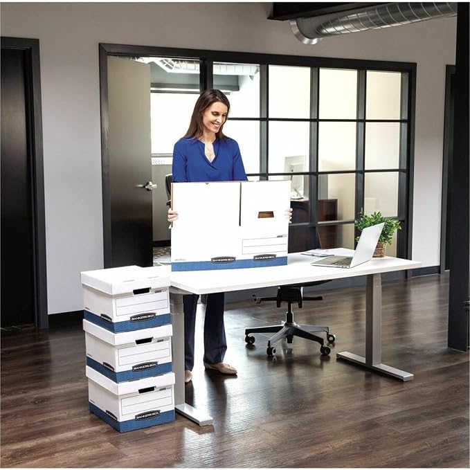 Bankers Box 4-Pack HANG'N'STOR Medium-Duty File Box, Letter/Legal, FastFold | - Image 7