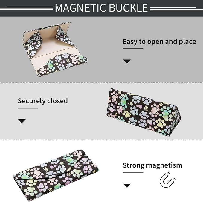 Foldable Glasses Case, Magnetic PU Leahter Sunglasses Case, Cute Hard Shell - Image 5