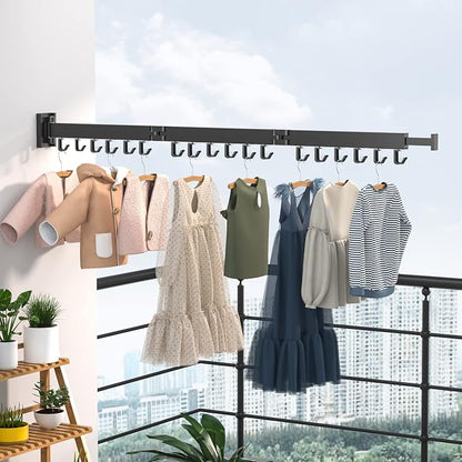 Wall Mounted Clothes Hanger Rack, Retractable Clothes Drying Rack Folding Indoor - Image 2