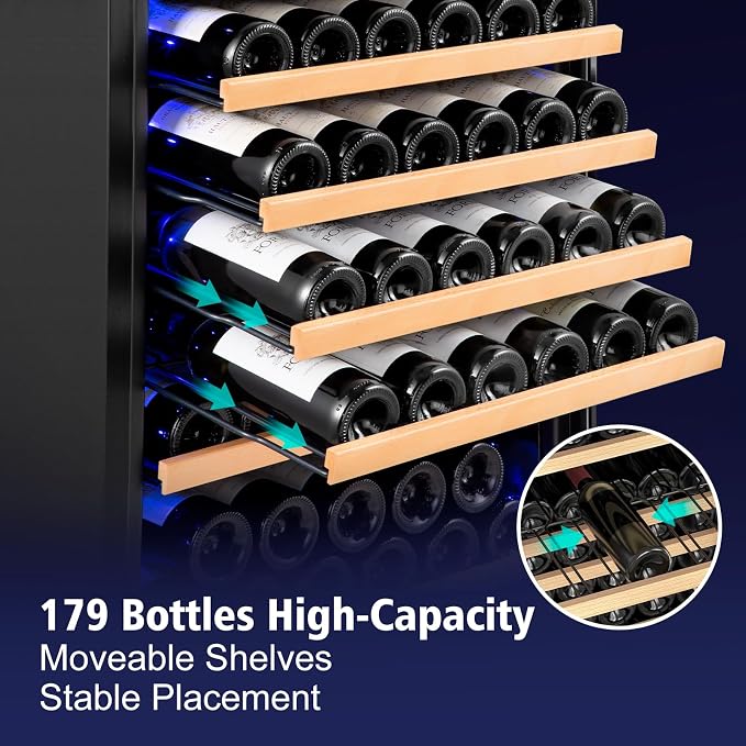 24 Inch Wine Cooler Refrigerator, 179 Bottles Professional Wine Cellars - Image 3