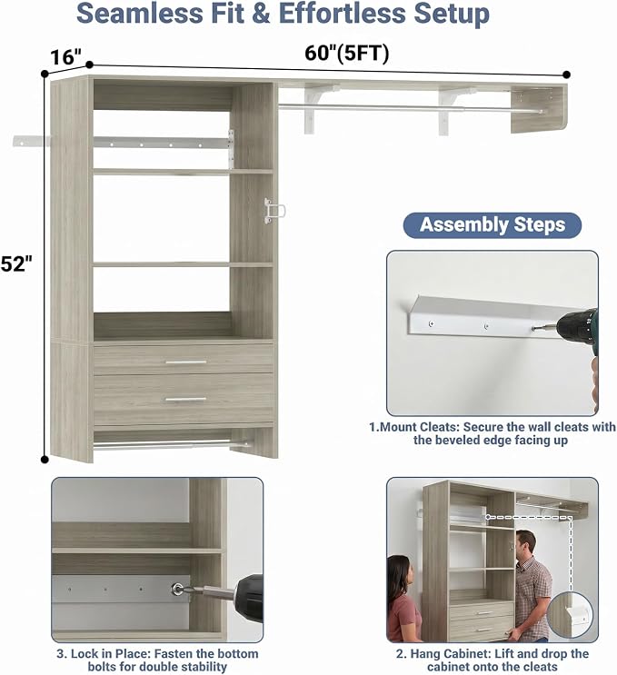 Armocity 60" Wall Mounted Laundry Room Organization - Image 7