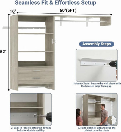 Armocity 60" Wall Mounted Laundry Room Organization - Image 7