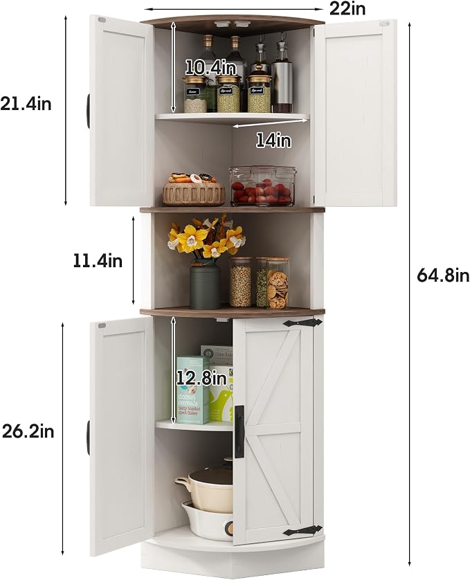 Vabches 64.8" Tall Farmhouse Corner Cabinet - Image 2