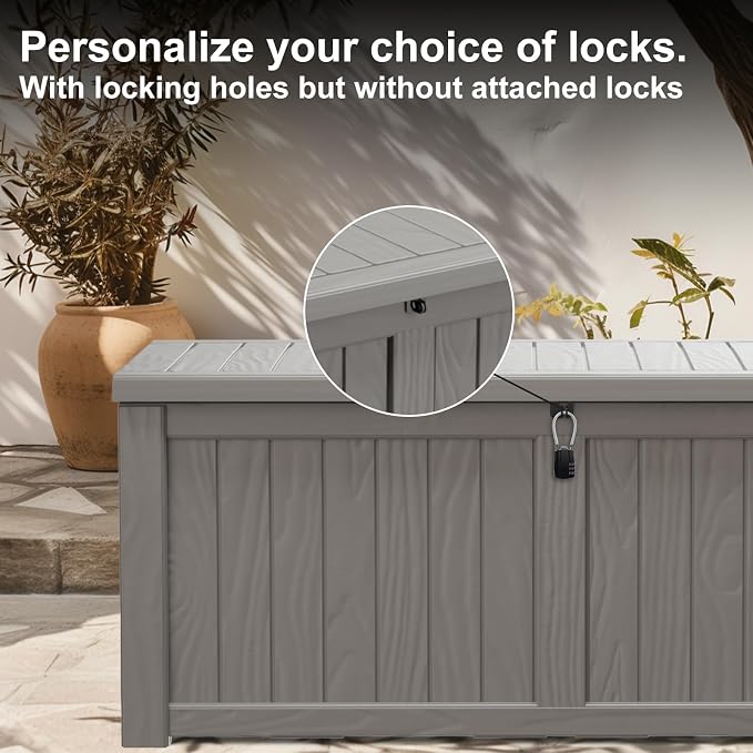 Vixzen 121 Gallon Resin Deck Box, Lockable Outdoor Storage Box - Image 3