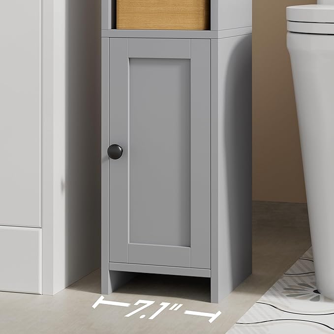 Homhedy Small Bathroom Storage Cabinet, Narrow Toilet Paper Cabinet | Corner - Image 7