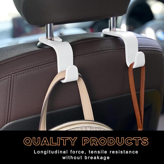 povtii 4PCS Car Seat Headrest Hook, Auto Back Seat Hanging Storage Organizer - Image 5