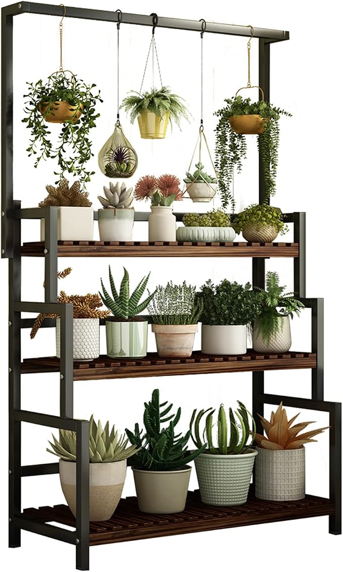 3-Tier Hanging Plant Stand Planter Shelves Flower Pot Organizer Rack Outdoor by Flhonudi