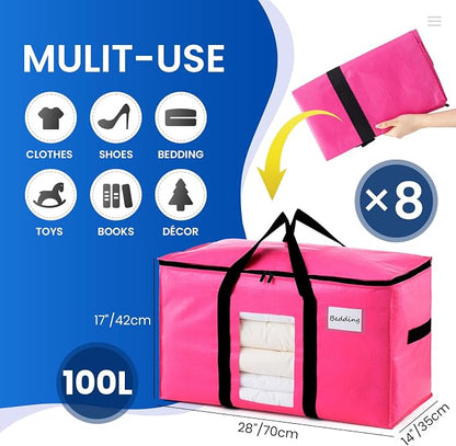 TAILI 8 Pack Pink Extra Large Moving Bags, Heavy Duty Totes - Image 2