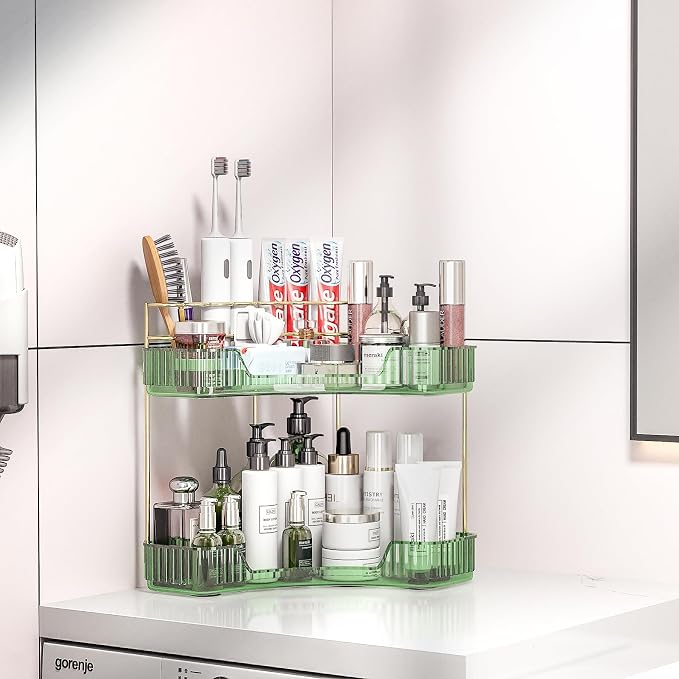 2 Tier Corner Bathroom Organizer Countertop, Vanity Makeup Organizer - Image 3
