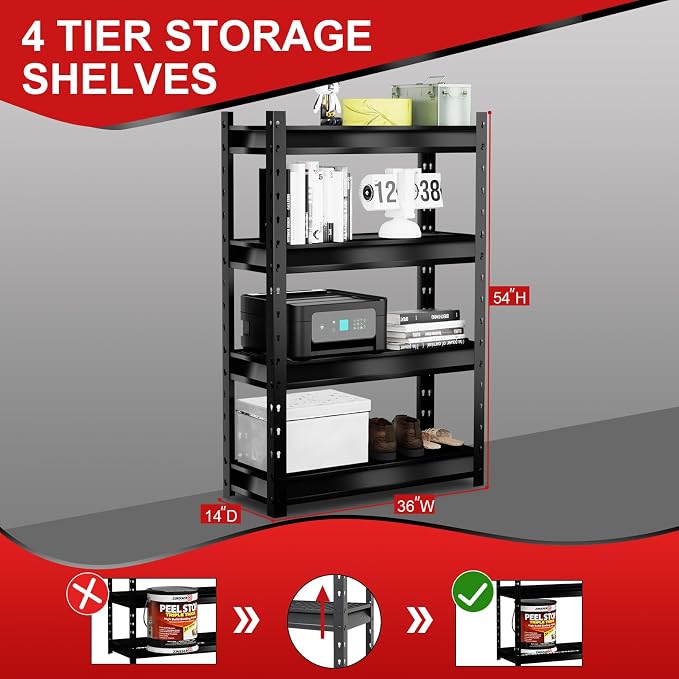 The Atlas 36" W Garage Shelving Heavy Duty Loads 6000LBS, 4 Tier Metal Storage - Image 3