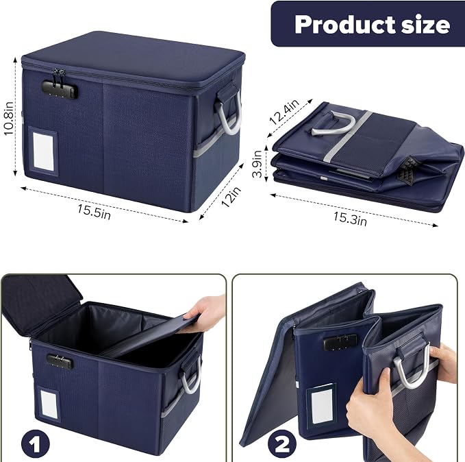 TOMKID Fireproof Document Box, Fire Proof Safe Box - Image 3