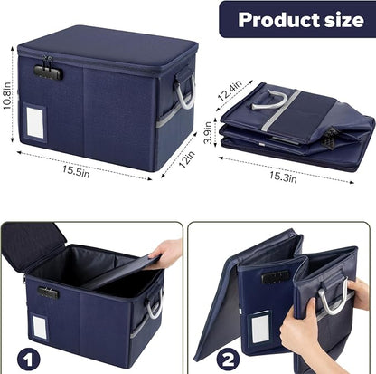 TOMKID Fireproof Document Box, Fire Proof Safe Box - Image 3