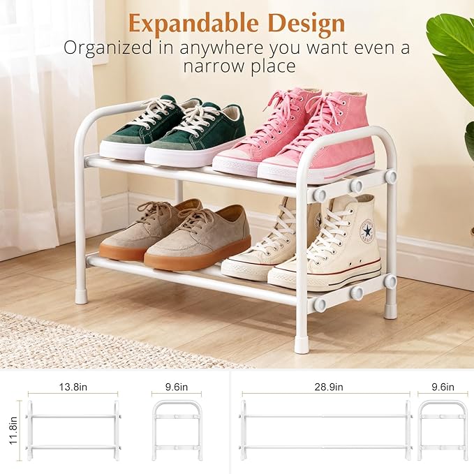 INSMART 2-Tier Expandable Shoe Rack:Stackable and Adjustable Shoes Organizer - Image 3