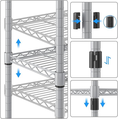 Homdox 5 Tier Adjustable Rolling Storage Shelves, Heavy Duty Wire Racks and - Image 9