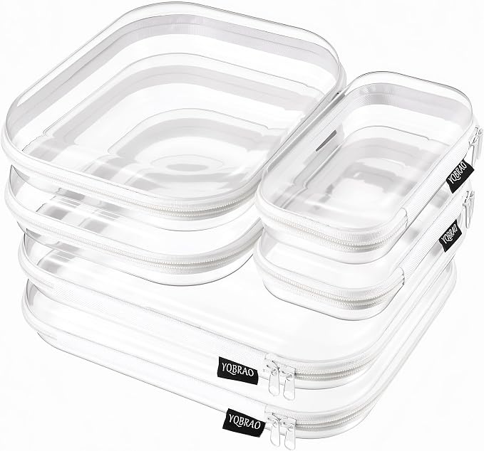 YQBRAO 6 Pack Clear Hard Shell Zipper Case, 1.2mm Heavy Duty Crush-Proof Diaper by Unknown