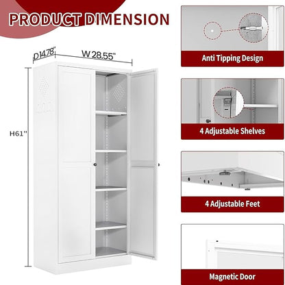 AQY Kitchen Pantry Cabinet, Freestanding Cupboard, Metal Pantry Cabinets - Image 2