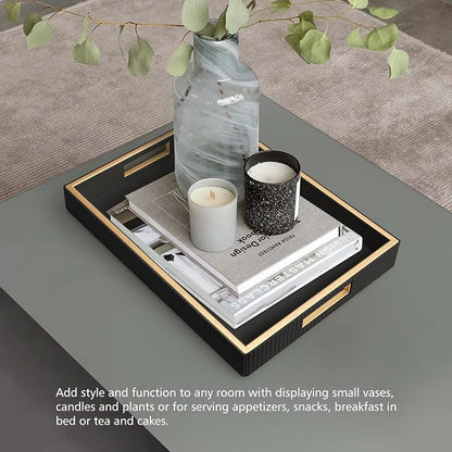 SANZIE Leather Tray Desktop Storage Organizer Premium Serving Tray Decorative - Image 5