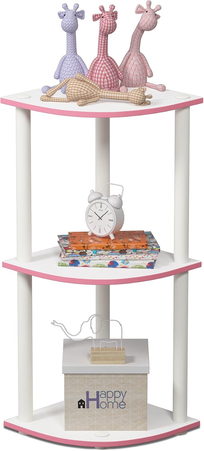 Furinno TURN-N-TUBE Corner Shelf, 3-Tier Corner Bookshelf, Display Storage - Image 5