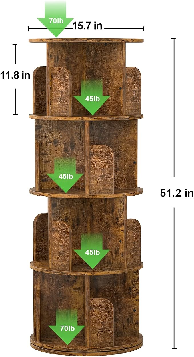Aheaplus Rotating Bookshelf, Small Corner Bookshelf - Image 3