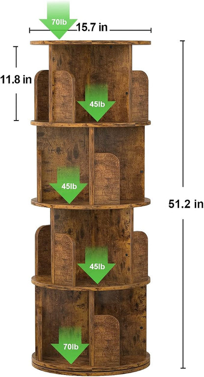 Aheaplus Rotating Bookshelf, Small Corner Bookshelf - Image 3