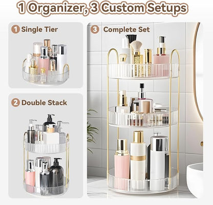 360° Rotating Makeup Organizer for Vanity, 3 Tier Perfume Organizers - Image 7