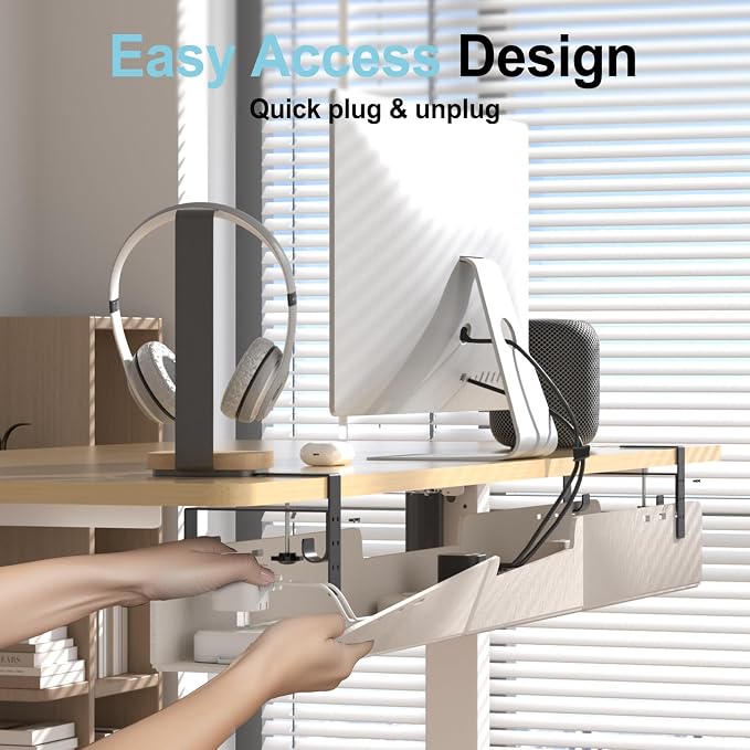 Under Desk Cable Management Tray, No-Drill Upgraded Thickened Felt Cord - Image 3