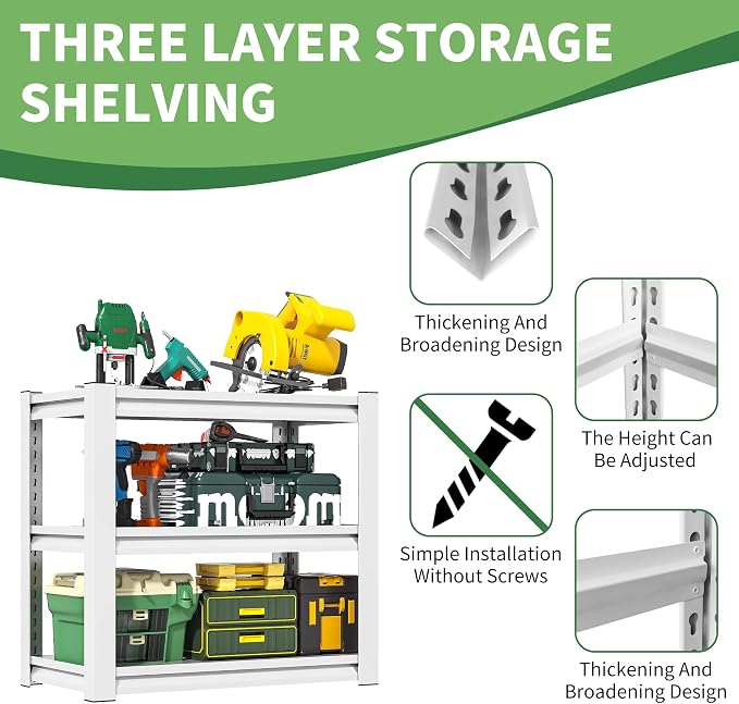 Garage Adjustable Storage Shelves, 3 Tier, Heavy Duty - Image 4