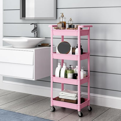 STEEHOOM Utility cart with Tabletop 4 Tier Rolling Cart Organizer with Wheels - Image 6