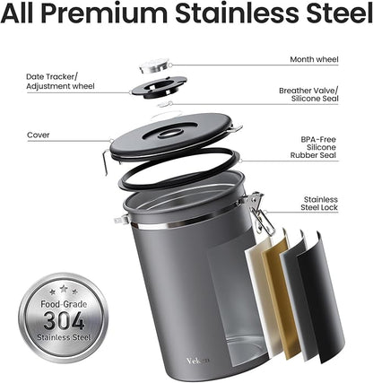Veken Coffee Canister, 39OZ Large, Airtight Stainless Steel Food Storage - Image 5