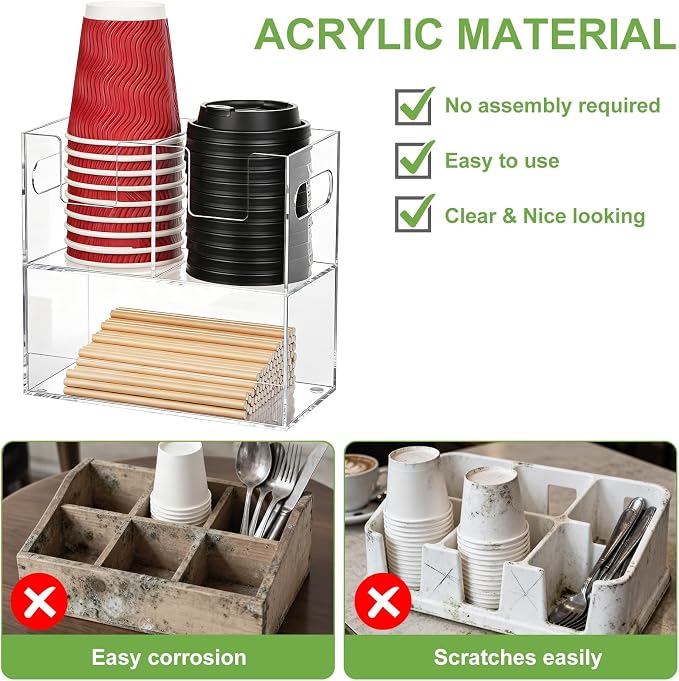 MYITYARD Coffee Cup Holder for Countertop, 2-Tier Clear Acrylic Cup Dispenser - Image 4