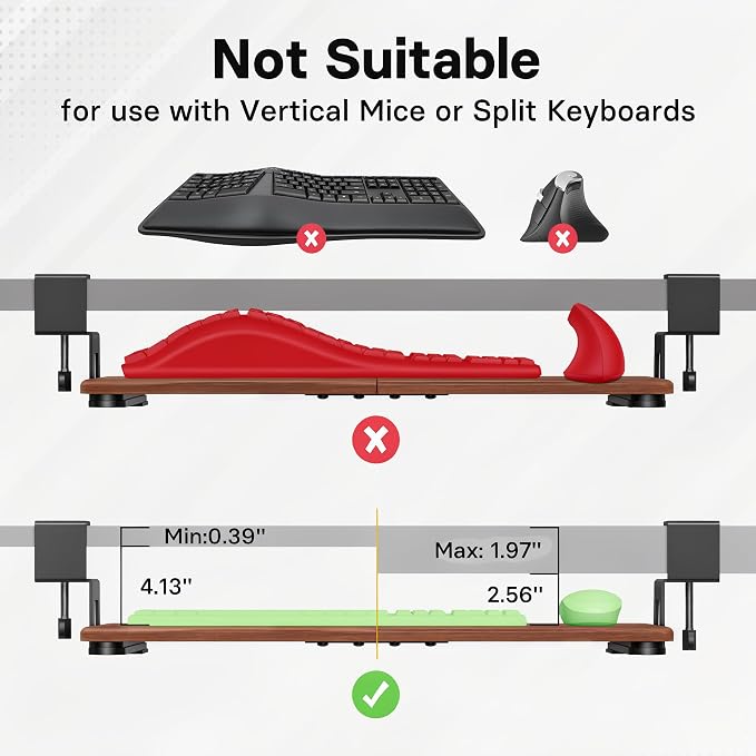BONTEC KMT01 Under Desk Keyboard Tray, Pull-Out Keyboard & Mouse Platform - Image 4