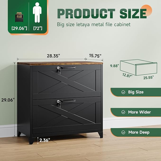 Letaya 2 Drawer File Cabinet - Image 3