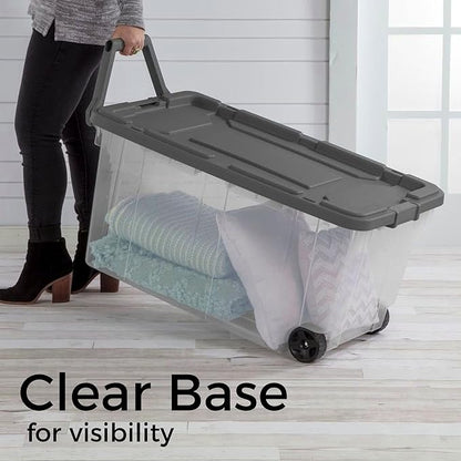 Extra Large Clear Wheeled Storage Bin, 40 Gallon, Plastic Container - Image 2