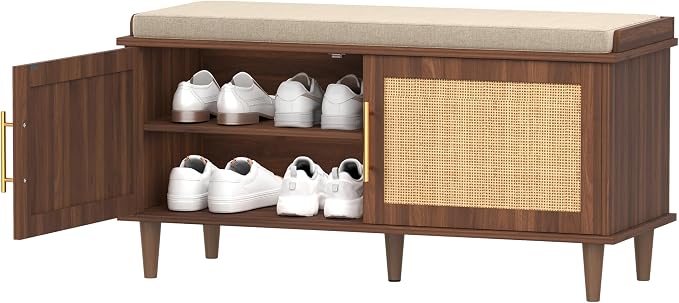 Akxomel Rattan Shoe Storage Bench - Image 8