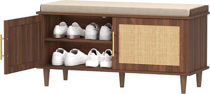 Akxomel Rattan Shoe Storage Bench - Image 8
