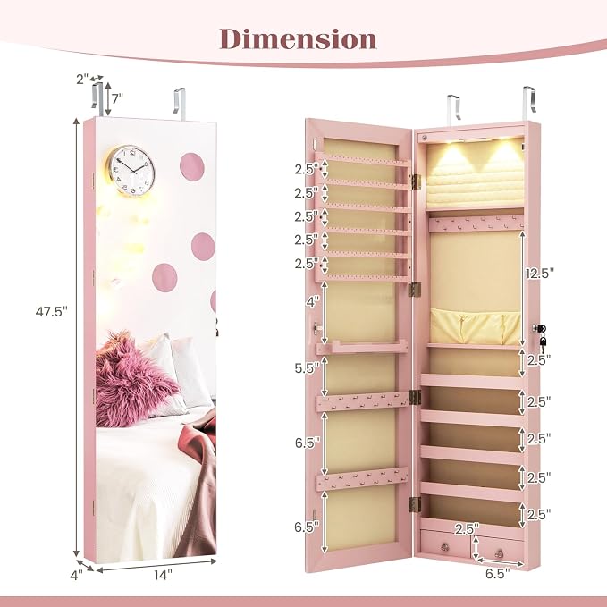 Giantex Wall Door Mounted Jewelry Armoire Cabinet - Image 7